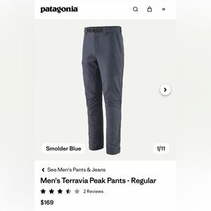 NWT Patagonia Men's Terravia Peak Pants - Smolder Blue 32x32